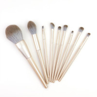 铂金色 9支套装 人造纤维 千丝一缕铂金沧州化妆刷超柔软9支套装散粉刷眼影刷唇刷眉刷