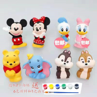 2个白坯随机版送6色颜料+1支笔 儿童涂色玩具石膏娃娃 彩绘存钱罐白胚画diy手工涂鸦陶瓷上色搪胶