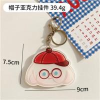 帽子小狗 卡通随身镜多功能镜子可爱亚克力钥匙链创意便携小镜子钥匙扣配饰