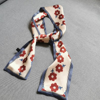 1#花朵款酒红色 方巾 法式优雅丝巾复古高级扎头头绳发绳ins发带女绑发飘带小众领巾潮