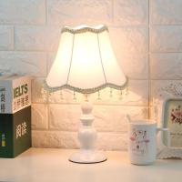 乳白色 简欧白色 按钮开关 欧式卧室装饰婚房温馨个性小台灯创意现代可调光LED节能床头灯