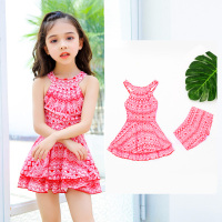 红色 L(建议98-108 CM) 儿童泳衣女孩连体裙式女童泳装女宝宝韩国小中大童公主温泉游泳衣