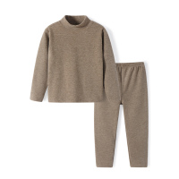 卡其灰 120cm 绵羊绒儿童保暖内衣套装秋衣裤男女童家居睡衣宝宝冬装优贝宜