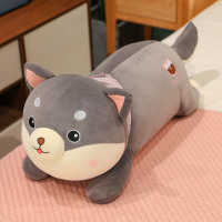 灰色 40厘米 可爱柴犬娃娃超软床上抱着睡觉抱枕狗狗毛绒玩具床上沙发玩偶公仔