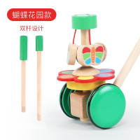 蝴蝶花园款 婴幼儿童木质推推乐0婴儿1单杆学步手推车2岁3宝宝走路小飞机玩具