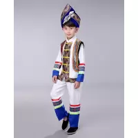蓝色全套 110 56个少数民族服装儿童男服饰白族彝族畲族苗族六一儿童节表演服饰