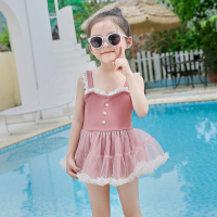 粉色 90cm(90码(建议身高75-90cm)) 女童连体5泳衣4儿童女孩游泳衣裙7中小童公主6女宝宝2岁3夏季泳装