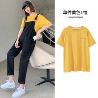 单件黄色T恤 M 孕妇背带裤春秋孕妇裤子夏季薄款外穿阔腿长裤夏装孕妇装春装套装