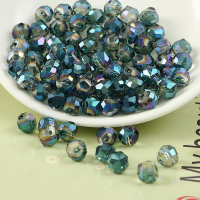 30号透明绿 8mm多菱角圆珠玻璃水晶珠diy饰品配件 手工发饰串珠材料 有孔10颗
