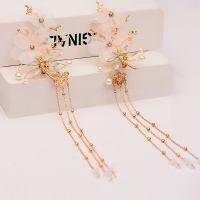 白色 古风发饰古装配饰插梳发夹边夹发簪流苏步摇女童超仙汉服头饰儿童