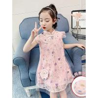 夏季儿童旗袍女中国风公主裙洋气礼服连衣裙古筝演出服短袖拜年服