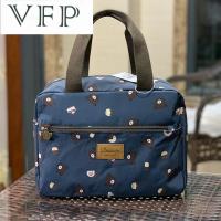 藏青布朗熊 防水牛津布手提包上班族学生带饭便当包饭盒袋子大容量妈咪手拎包