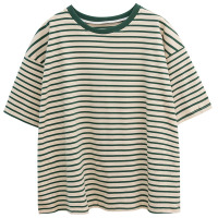 绿色 M 孕妇装夏装短袖条纹T恤套装大码宽松2022夏季孕妇短袖条纹打底衫