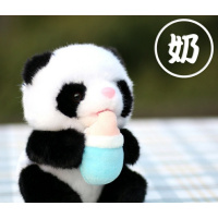 黑色 喝奶熊猫宝宝毛绒玩具黑白奶瓶熊猫公仔布娃娃玩偶成都旅游纪念品