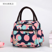 宝蓝斑大波点 女包饭盒袋帆布手提包加厚防水便当包妈咪牛津布手拎妈妈包小布包