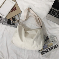 白色 [收藏送小礼物] 帆布大容量单肩包男女学生上课包休闲日系背包ins潮流手提斜挎包