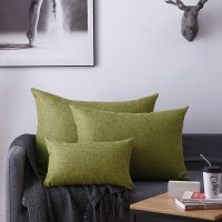 橄榄绿 30X50cm[单独套子][超厚棉麻] 长方形靠枕客厅沙发靠垫午睡小枕头长条咕臣抱枕套罩腰枕不含芯