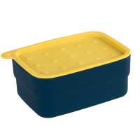 藏青色 免打孔肥皂盒带盖旅行便携式卫生间创意两用置物盒刷子香皂盒