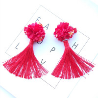 红色花朵发夹 旗头宫廷风毛绒发箍少女洗脸发卡格格公主女童贵人贵妃古唐装发饰