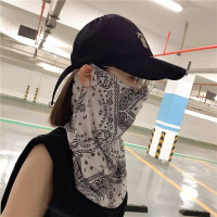 白花面罩 夏季防晒冰丝透气面纱遮全脸护颈女可洗面巾面罩挂耳脖子护防尘罩