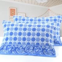 加厚十字蓝色一对 枕头棉忱帎巾欧式约全大号盖巾装枕巾柔软垫巾毛巾情侣装