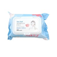 海盐薄荷洁净卸妆巾35片 海盐薄荷净洁卸妆湿巾女唇眼脸温和清洁部棉片抽取