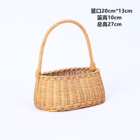 —蜜糖色 D8 中 东方家 藤条编织椭圆手提花篮家居收纳绿植鲜花装饰鲜花容器D8