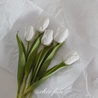 3枝郁金香 北欧花瓶插花仿真花摆件简约现代高级陶瓷花瓶餐桌装饰品插花摆设