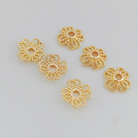 蕾丝边花托(50个) 14k铜包金保色蕾丝边花托珠托花帽手链项链耳饰手工diy饰品配8mm