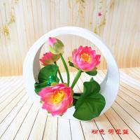 塑料仿真花篮 粉红色荷花 商场空中吊饰创意田园花篮挂件店铺装饰仿真花摆件幼儿园走廊挂饰