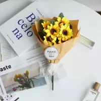 小向日葵+牛皮纸 ins韩风郁金香小花束伴手礼生日礼物仿真花家居软装搭配向日葵