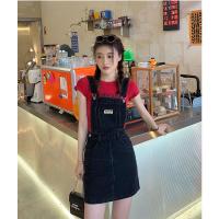 黑色 S 黑色牛仔背带裙女夏季薄款气质减龄吊带连衣裙学生小个子复古短裙