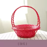 老款玫红色 嫩红色 小 柳藤编花篮舞蹈道具跳舞篮鲜花篮子婚庆小花篮手提客厅插花编织篮