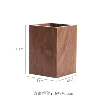 胡桃木方形笔筒 黑胡桃木笔筒创意实木收纳盒办公室桌面摆件笔筒现代简约学生用品