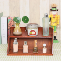 旧色斜两层 桌面小架子迷你香水杯子茶杯办公桌小型收纳柜置物架实木质展示架