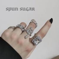 一套6个 蛇形宝石组合戒指 中世界风小众冷淡个性朋克链条6件套混搭指环