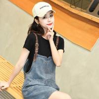 单件牛仔裙 M 106-120斤 洋气减龄牛仔背带裙套装两件套韩版宽松吊带连衣裙女夏季薄款裙子