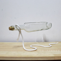 透明酒瓶+白色绳子 简约水培花瓶摆件电视柜客厅玄关玻璃绿萝装饰品家居悬浮摆设水养