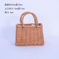 原色方形手提包 中 手提花篮摆件藤编竹篮鲜花插花篮子手提包篮干花编织篮花艺小花篮