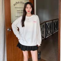 卫衣 M码90-100斤 春款大码女装2022款胖MM时尚气质宽松卫衣+牛仔背带裙两件套套装