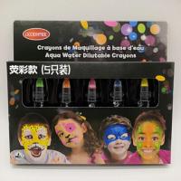 荧彩款(5支装) 多色套装 蜡笔套装人体彩绘颜料儿童脸部彩妆万圣节荧彩面彩舞台cos彩绘膏