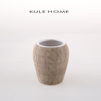 仿古卡其笔筒-A05 9.2x9.2x10.2cm KULE HOME 铅笔筒桶陶瓷化妆刷桶桌面眼线笔眉笔收纳筒化妆刷筒