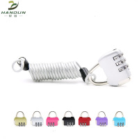 银色弹簧绳1米+锁 车衣头盔钢丝绳密码锁挂锁行李箱包婴儿车防盗钢丝锁便携自行车锁