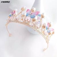 儿童皇冠头饰花童手工女孩生日蝴蝶发饰王冠演出发箍公主礼服配饰