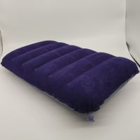 横纹款1个 户外充气枕头 户外充气枕头旅行枕便携露营家用靠垫腰枕办公午休植绒吹气睡枕