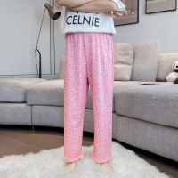 K22118豹纹裤子粉色 110cm(110码建议身高100-110厘米) 儿童睡裤女童家居裤单件春秋薄款宽松夏季冰丝防