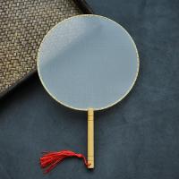 仿真丝柏木 绘画空白团扇长柄手绘国画刺绣宫扇diy扇子古风夏舞蹈扇旗袍儿童