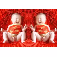 粉红色 40x60厘米 可爱男宝宝海报双胞胎露鸟鸟婴儿画报娃娃写真图片墙贴画孕妇胎教