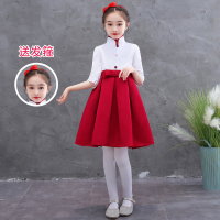 白红裙+头饰 110 儿童舞蹈演出服中小学生大合唱表演服装公主裙男女童礼服诗歌朗诵