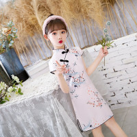 粉色飞鹤 100 女童旗袍夏季中国风儿童洋气复古连衣裙薄款小女孩公主唐装演出服